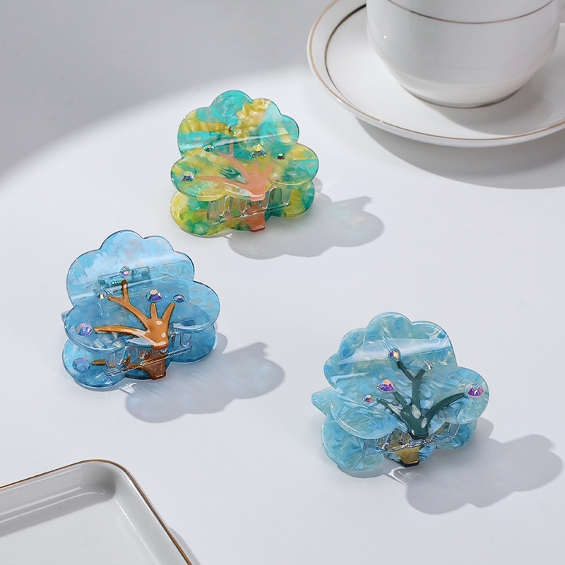5,3 cm Colorfl Tree acétate Hiar Clips Accessoires de cheveux pour les filles