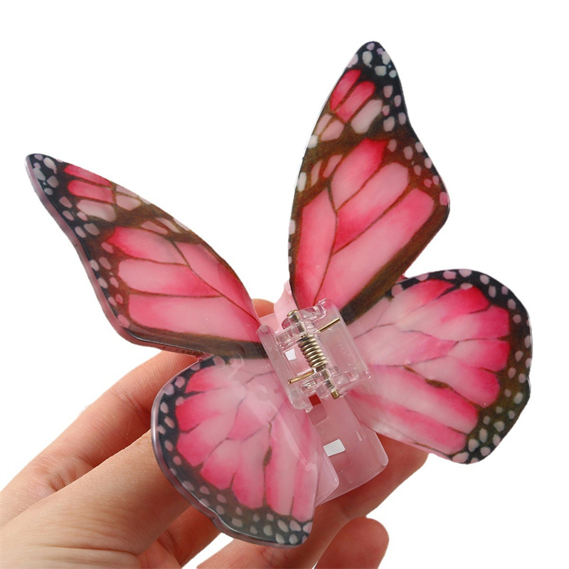 9cm Acétate d'été élégant Grands pinces de cheveux papillon