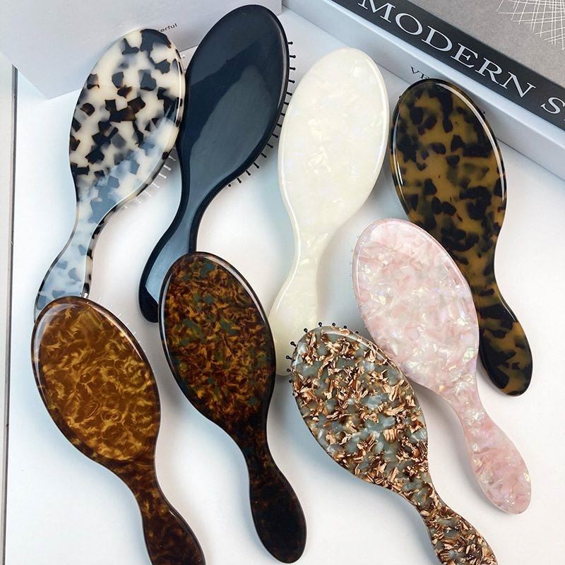 Peigne fait sur commande de coiffeur d'airbag de brosse à cheveux de peigne d'acétate avec la poignée