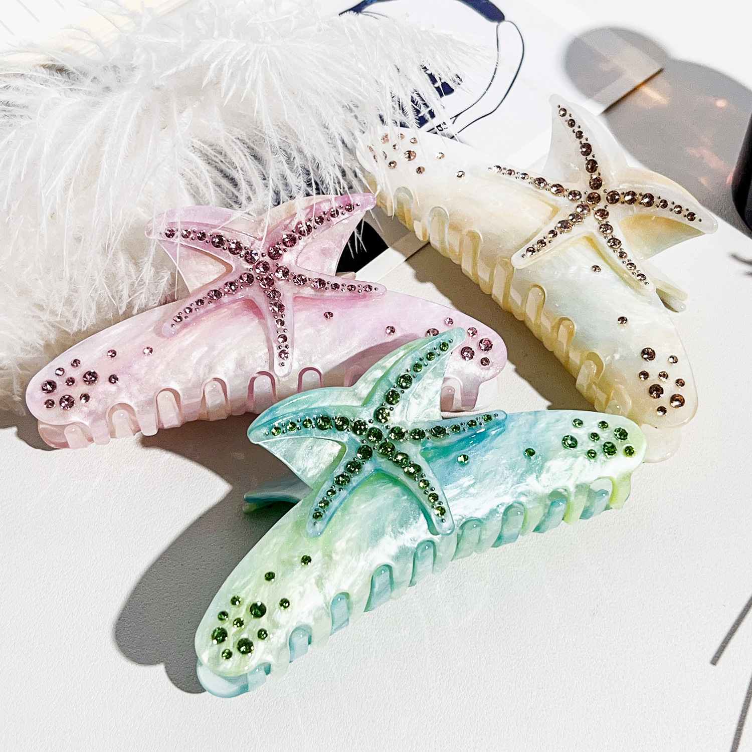 Pince à cheveux étoile de mer en acétate, 11.5 CM, pince à cheveux d'été pour femmes et filles, cheveux épais, vente en gros d'usine