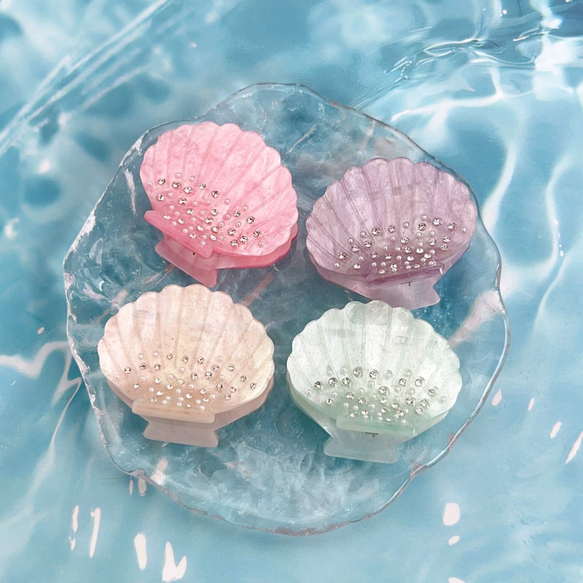 Paillettes de luxe cristal strass blanc acétate griffe de cheveux coquillage de mer bijoux petites pinces à cheveux accessoires de cheveux pour les femmes