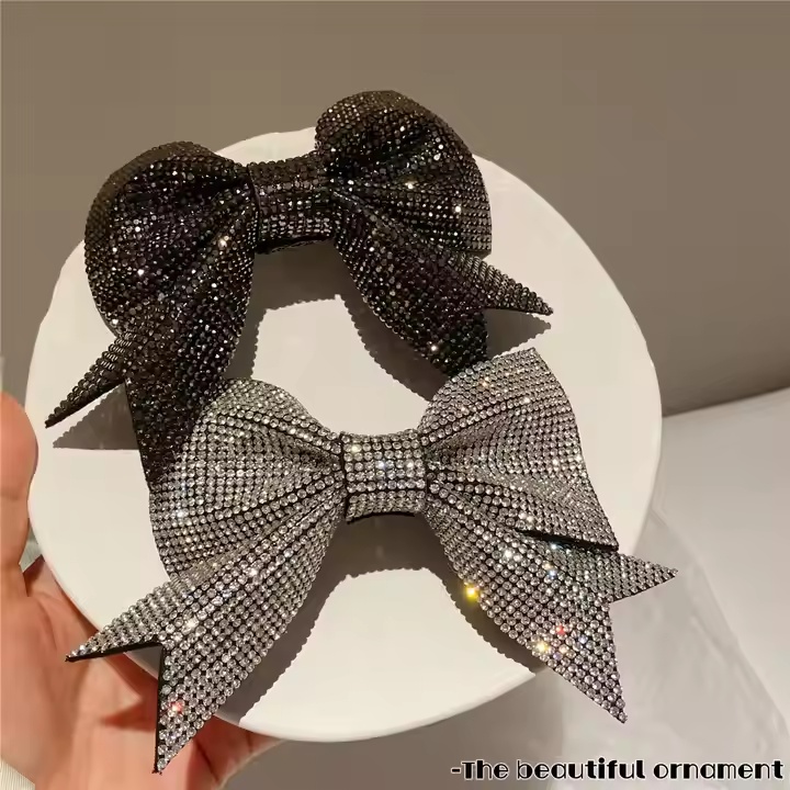 Épingles de cheveux de luxe en cristal raminestone bowknot en métal Clip de cheveux pour les femmes pour un cadeau de festival