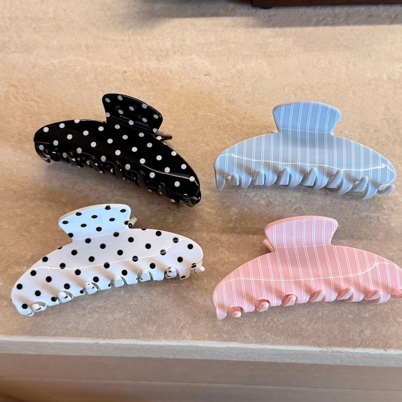 Nouvelle mode française rétro écologique logo personnalisé rayure doux pois acétate pinces à cheveux pour femmes filles accessoires de cheveux