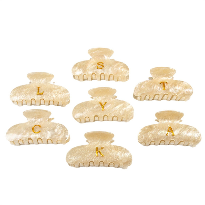 TRENDY 8cm Gold Lettre acrylique Cliffes de griffe de cheveux pour femmes